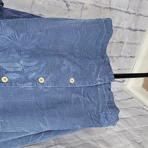 JAMAICA JAXX Blue‎ Floral Men's Hawaiian Silk Shirt XL/EG - Picture 4 of 9